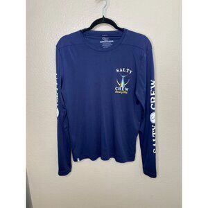 Salty Crew Mens Chasing Tail Long-Sleeve Shirt S Navy Polyester Fishing